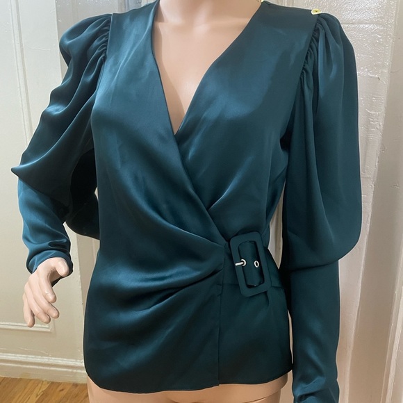 ASOS Deep Green Wrap Blouse with Buckle - Picture 10 of 11